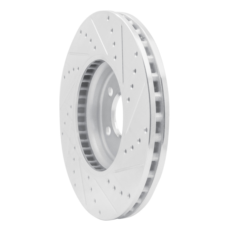 Audi Q5 Brake Rotor (1) - Front Left - R1 Concepts - Drilled & Slotted - Silver - `08-`12